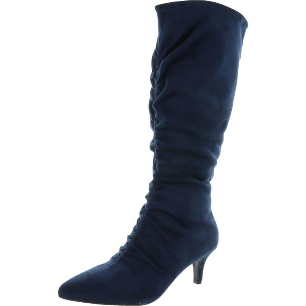 Impo Womens Niamara Blue Leather Stretch Knee-High Boots Heels NWT